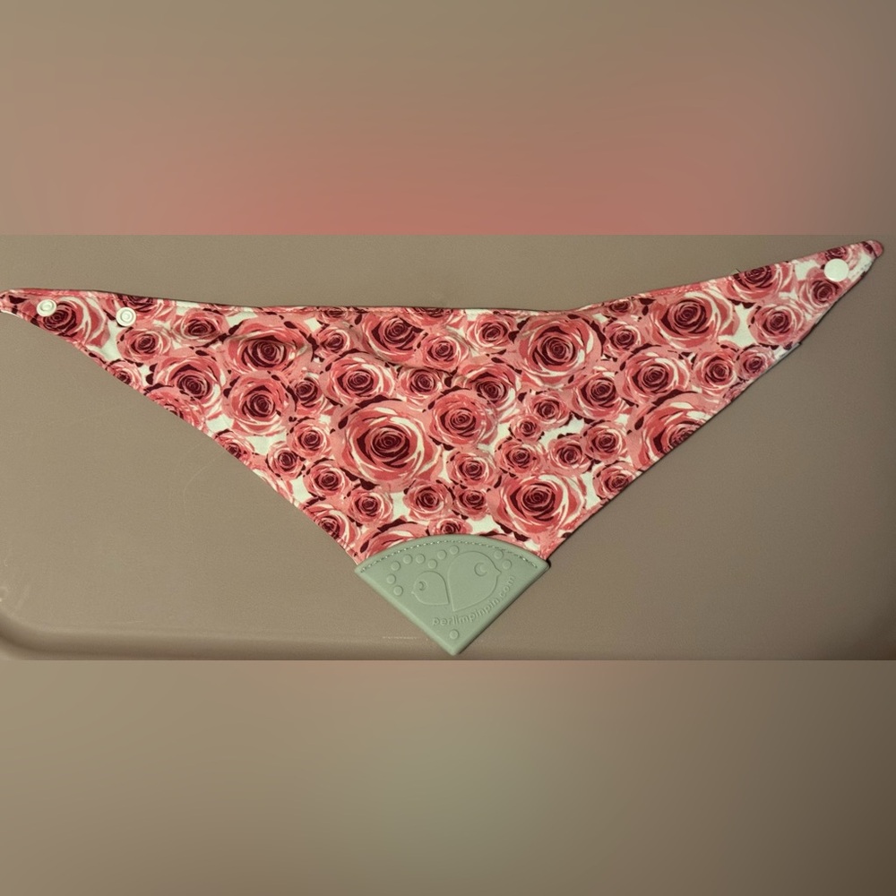 Floral Rose Kids Bib with Teether